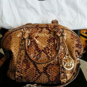 Michael Kors Large Snakeskin Python Print Satchel
